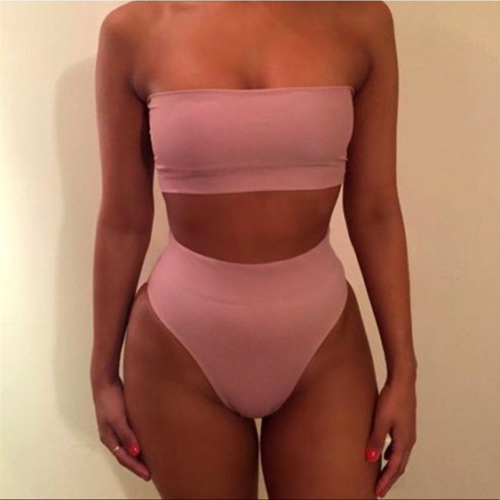 High Waisted Nude Pink Bathing Suit